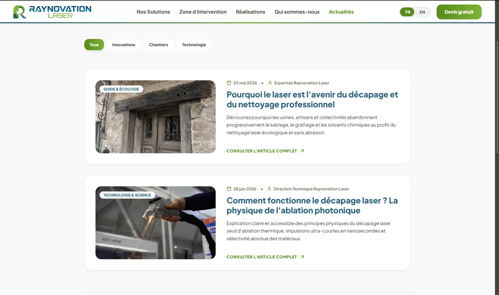 Liste des articles du blog Raynovation Laser